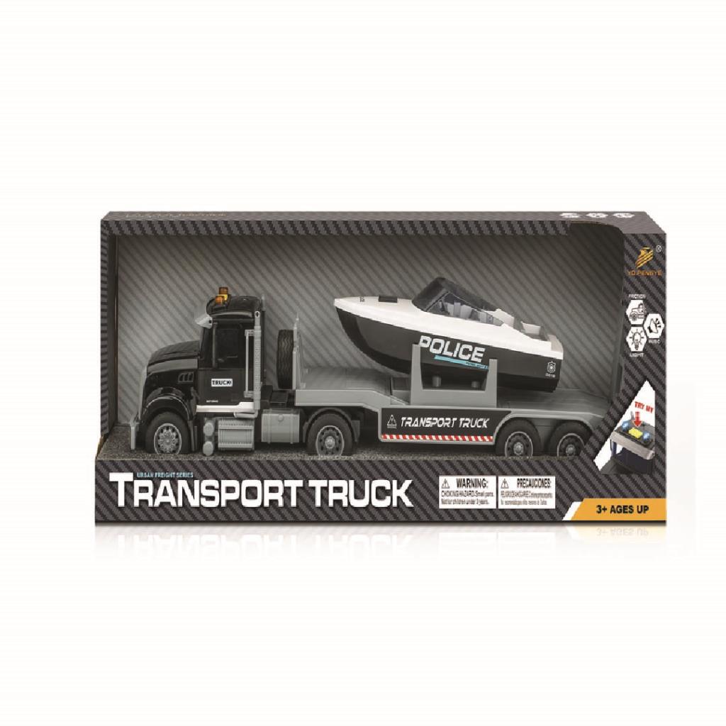 Police Transport Truck with Boat Set